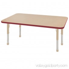 ECR4Kids 30in x 48in Rectangle Everyday T-Mold Adjustable Activity Table Maple/Maple/Red - Toddler Swivel 565360593